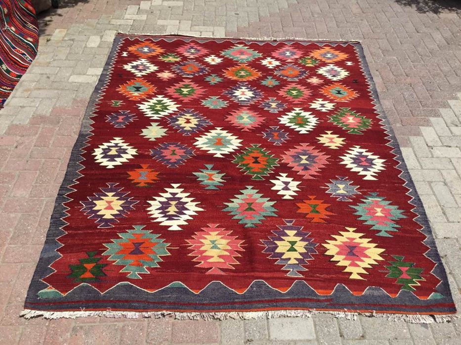 Vintage 246 cm x 202 cm Kilim Rug from Turkey