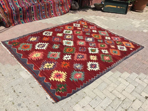 Vintage 246 cm x 202 cm Kilim Rug from Turkey