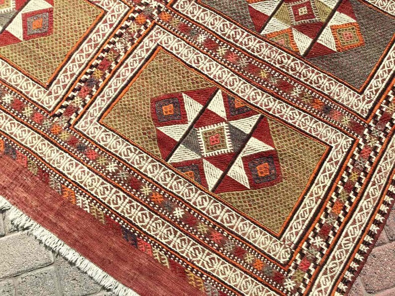 Vintage 253x170 cm Wool Kilim Rug from Western Turkey