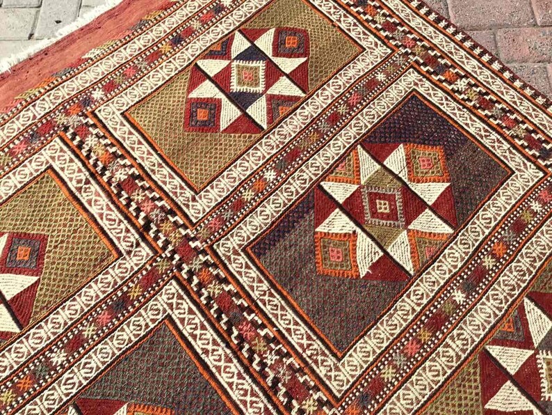 Vintage 253x170 cm Wool Kilim Rug from Western Turkey