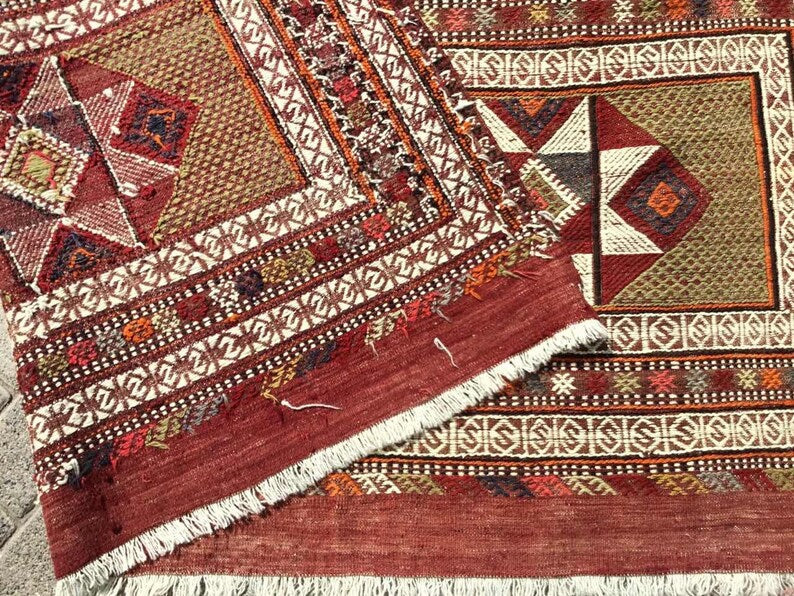 Vintage 253x170 cm Wool Kilim Rug from Western Turkey
