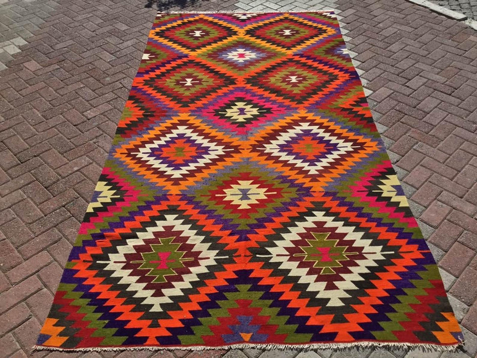 Vintage 340cm x 168cm Kilim-matto Länsi-Turkista