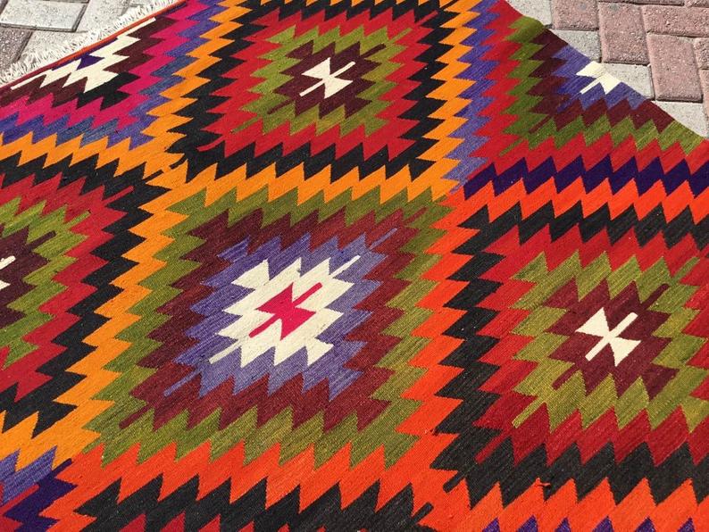 Vintage 340cm x 168cm Kilim-matto Länsi-Turkista