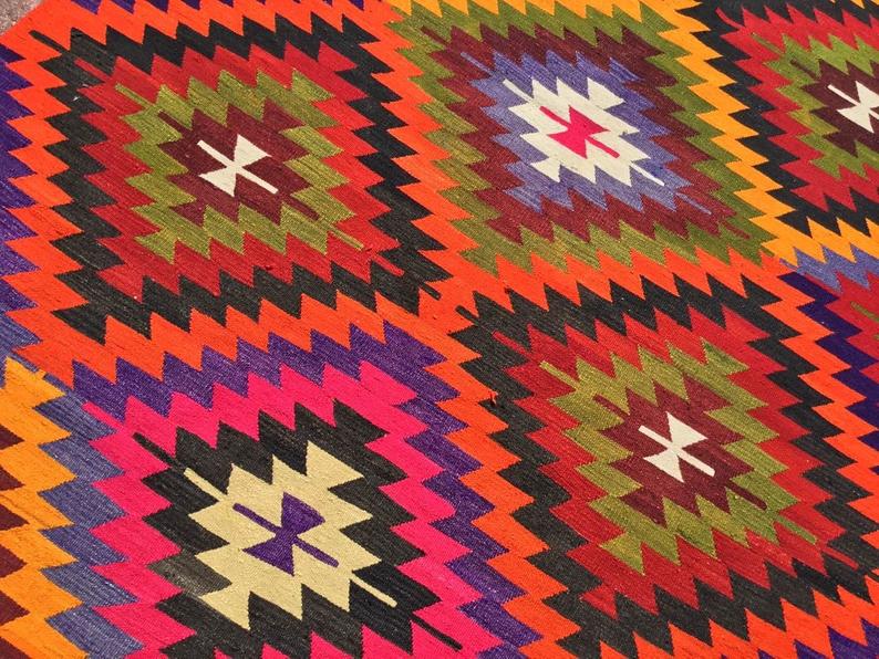 Vintage 340cm x 168cm Kilim-matto Länsi-Turkista