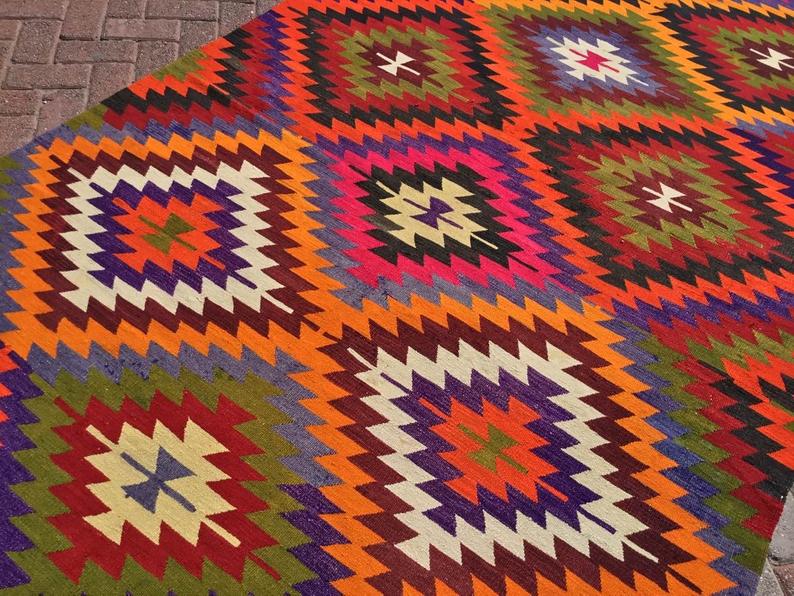 Vintage 340cm x 168cm Kilim-matto Länsi-Turkista