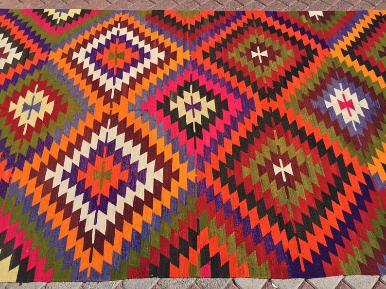 Vintage 340cm x 168cm Kilim-matto Länsi-Turkista