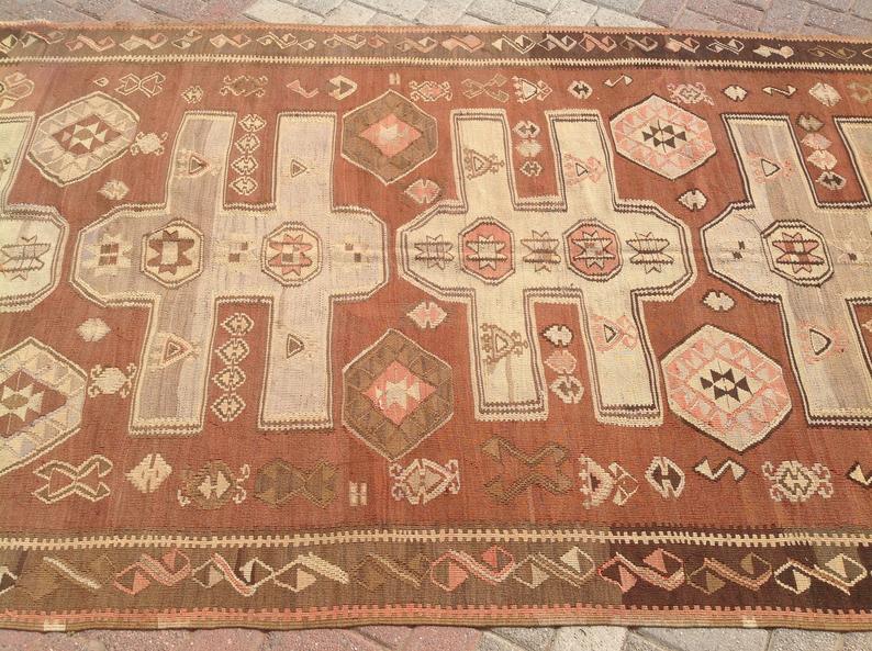 Vintage 343cm x 155cm Kilim Rug From Eastern Turkey