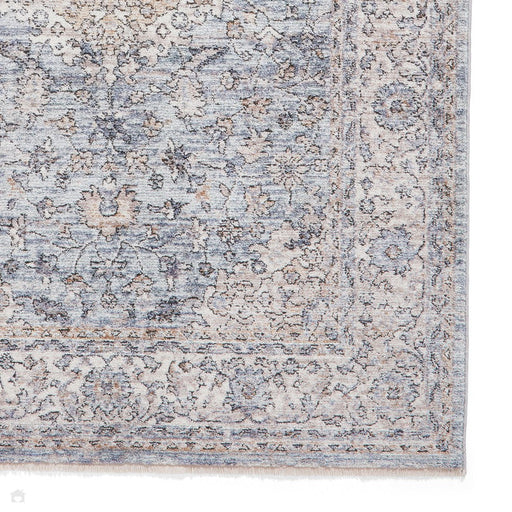 Vintage 35013 Tradicional de Kashan Medallion Border Border Soft-Touch Blue Runner