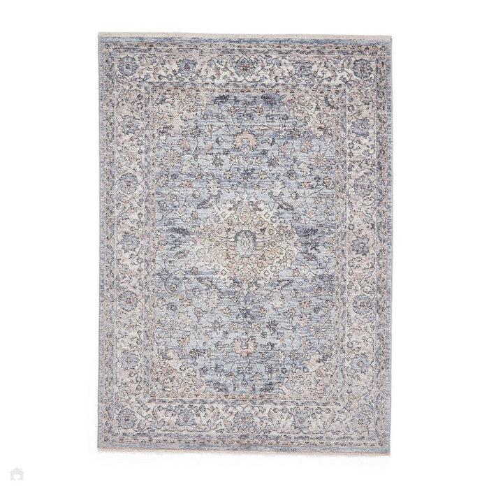 Vintage 35013 Traditionele noodlijdende Kashan medaillonrand Soft-Touch Blue Runner