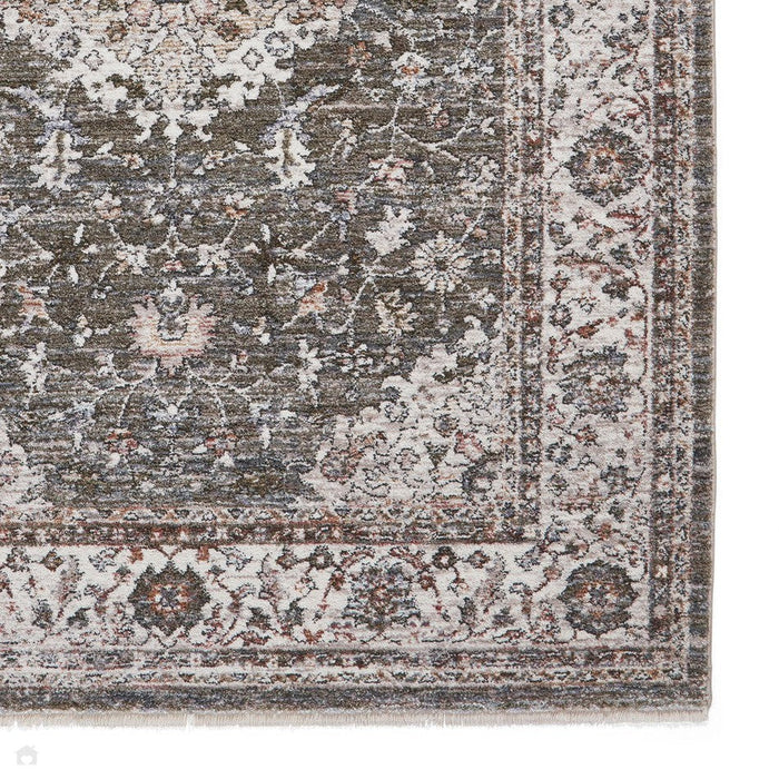 Runner verde soft-touch con bordo a medaglione Kashan invecchiato tradizionale vintage 35013