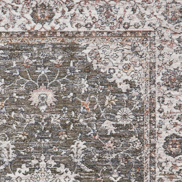 Runner verde soft-touch con bordo a medaglione Kashan invecchiato tradizionale vintage 35013