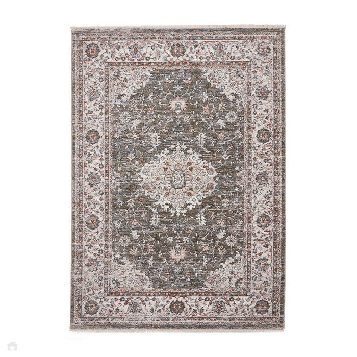 Runner verde soft-touch con bordo a medaglione Kashan invecchiato tradizionale vintage 35013