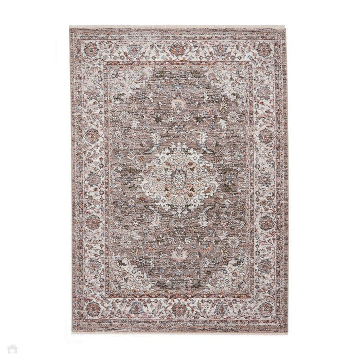 Runner grigio soft-touch con bordo a medaglione Kashan invecchiato tradizionale vintage 35013