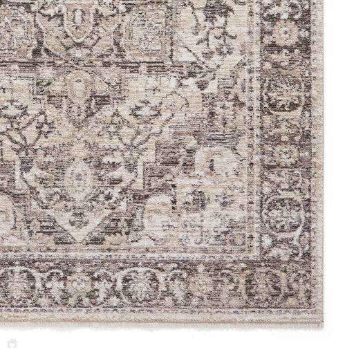 Vintage 35018 Tradicional angustiado Heriz Medallion Border Border Soft-Touch Runner