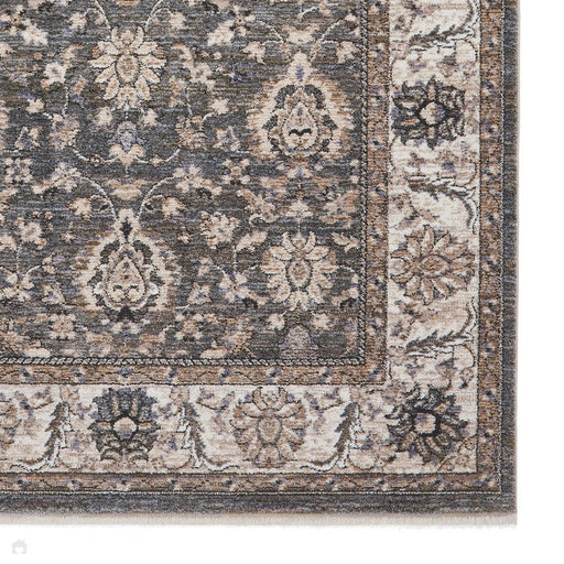 Vintage 35027 Traditional Distressed Koum Floral Vine Border Soft-Touch Green Runner