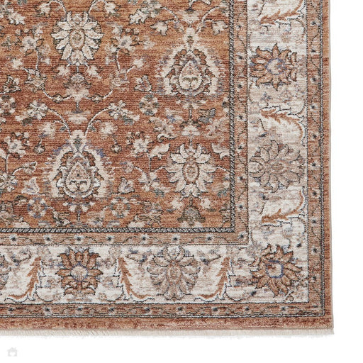 Vintage 35027 Traditional Distressed Koum Floral Vine Border Soft-Touch Terracotta Runner