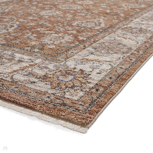 Vintage 35027 Traditional Distressed Koum Floral Vine Border Soft-Touch Terracotta Runner