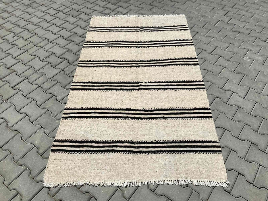 Vintage Anatolian Kilim Rug 222cm x 124cm Μοναδικός σχεδιασμός