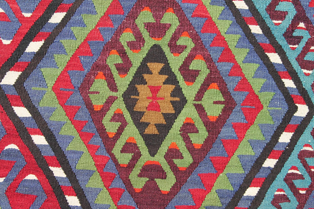 Vintage Anatolian Wool Rug 269cm x 206cm Red and Green