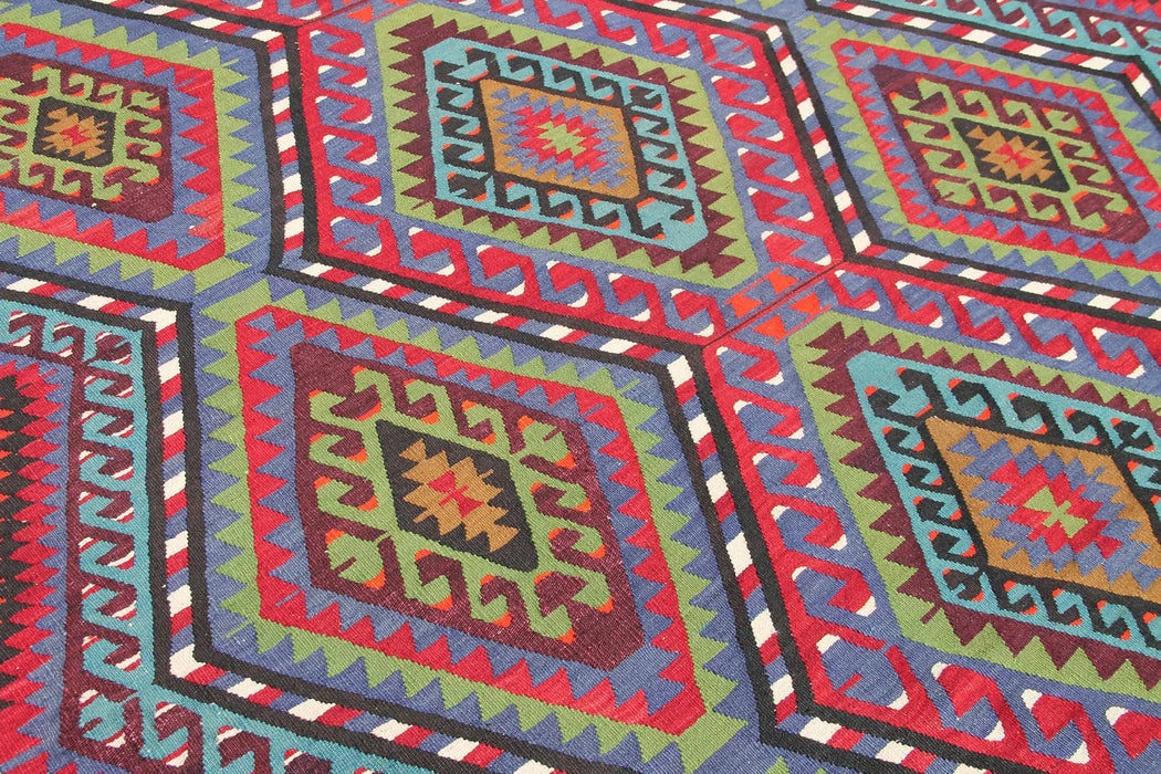 Vintage Anatolian Wool Rug 269cm x 206cm Red and Green