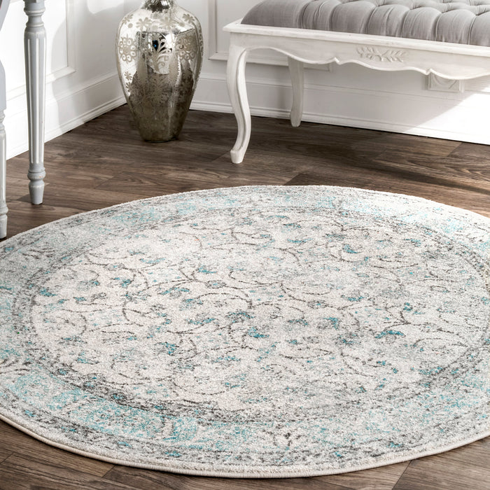 Tappeto vintage Aqua Herati 152 cm x 244 cm