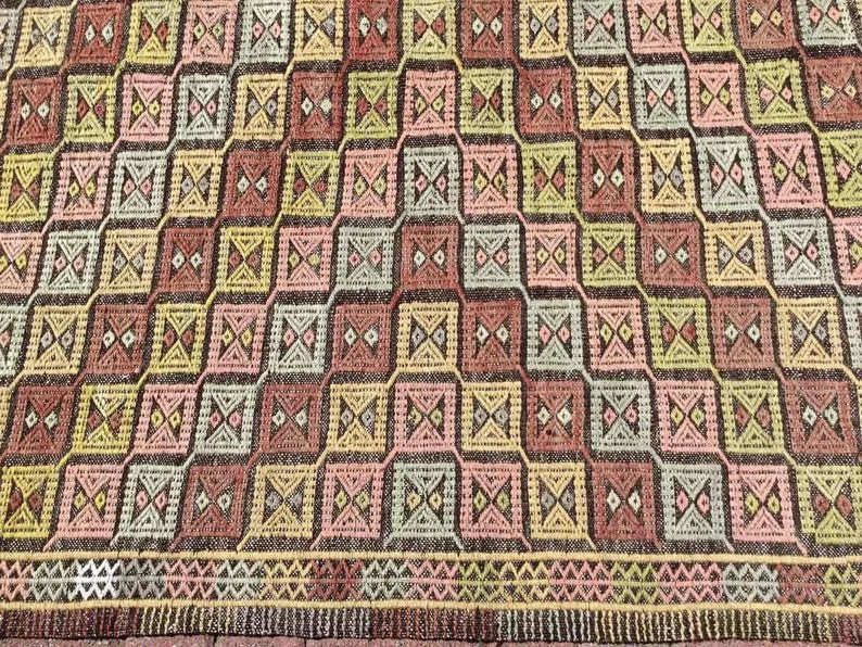 Vintage Bergama Kilim Rug 264cm x 209cm Handcrafted