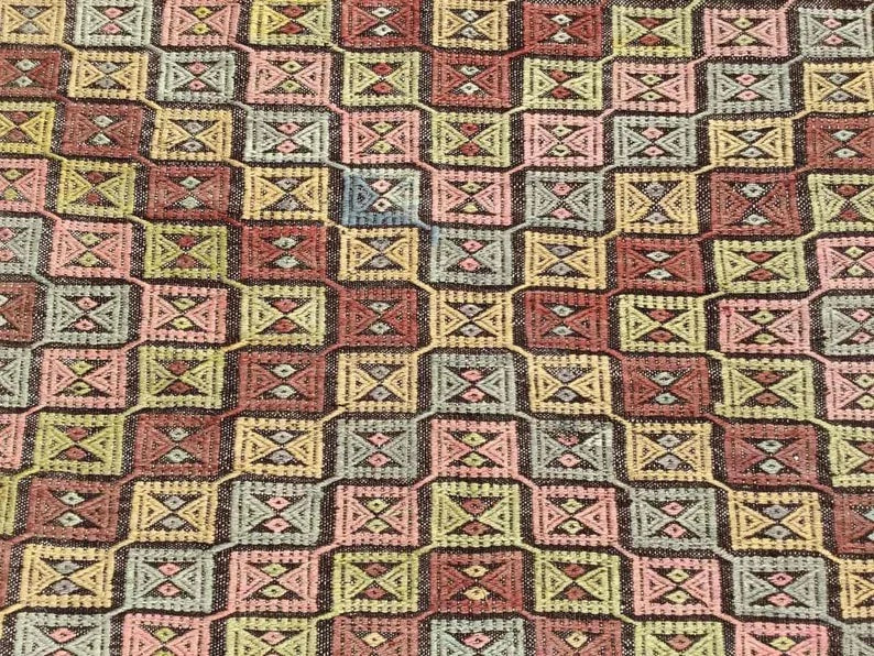 Vintage Bergama Kilim Rug 264cm x 209cm Handcrafted