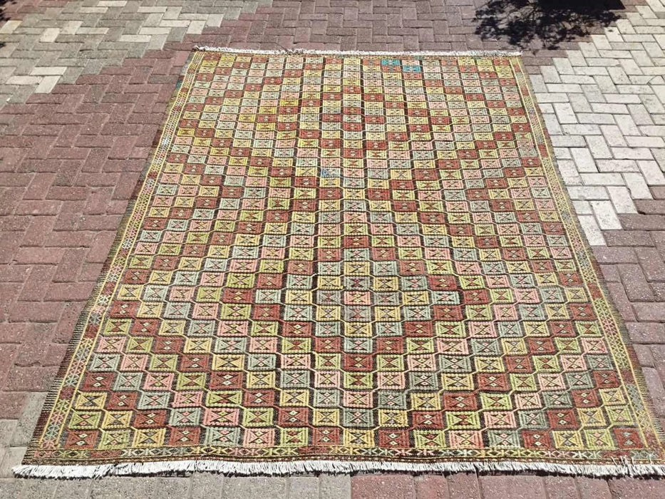 Vintage Bergama Kilim Rug 264cm x 209cm Handcrafted