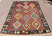 Vintage Black Kilim Rug 265cm x 182cm Handwoven Turkey
