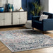 Vintage Blue Faded Star Petal Area Rug 120x180 cm