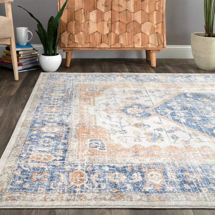 Tappeto vintage floreale blu 160 cm