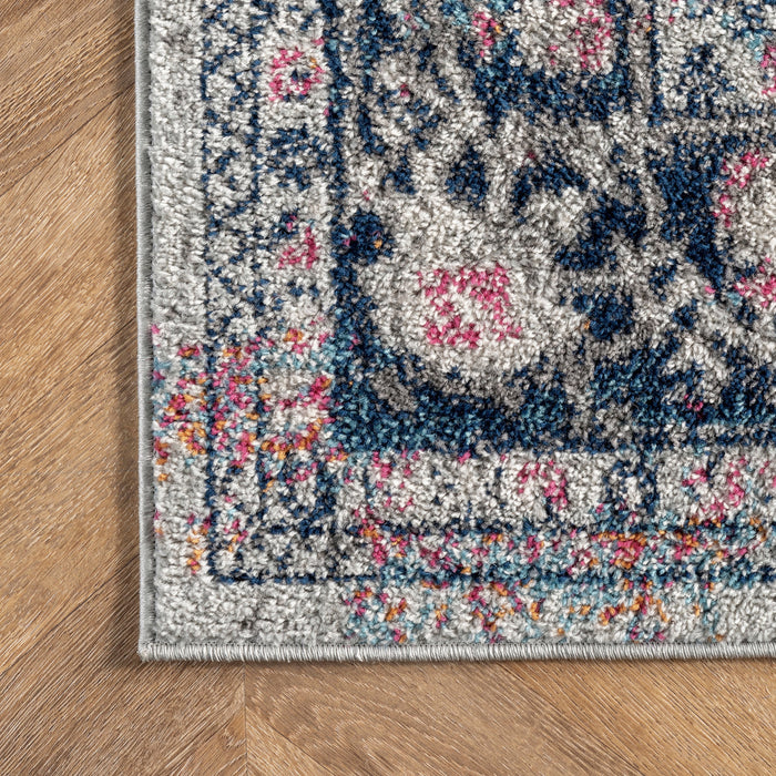 Vintage Blue Petal Emblem Area Rug 140x200 cm