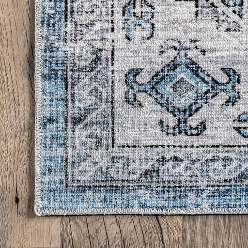 Vintage Blue Washable Area Rug for Home Decor