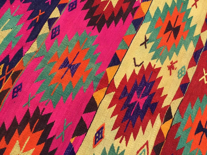 Vintage Bohemian Kilim Rug 236 cm x 150 cm Handwoven Turkey