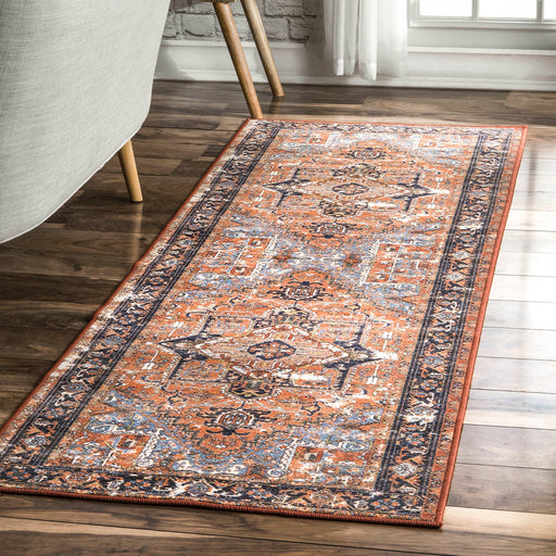 Vintage Burnt Orange Area Rug for Traditional Decor