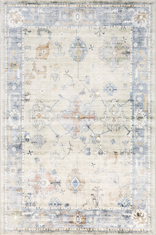 Tappeto vintage floreale lavabile in lavatrice Azzurro 140x200 cm