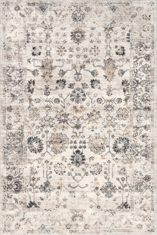 Vintage Floral Washable Area Rug in Grey 120x180 cm