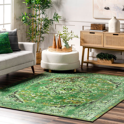Vintage Green Persian Area Rug for Home Décor