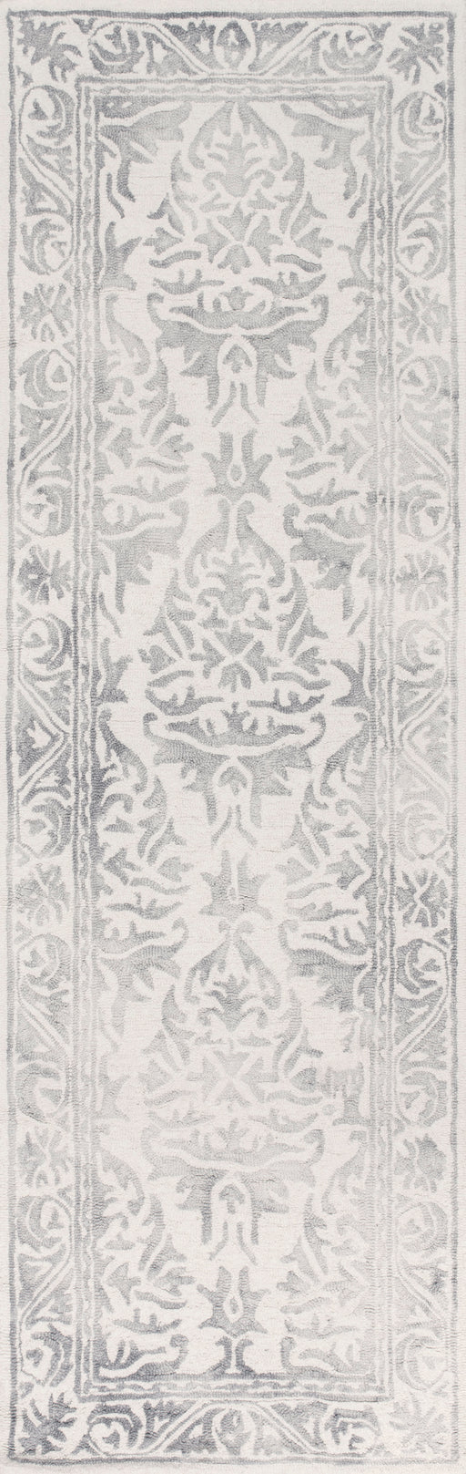 Vintage Grey Damask Border Area Rug for Home Decor