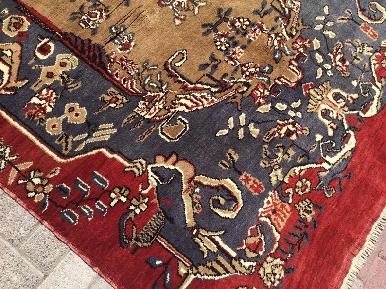 Vintage Hand Knotted 116x66 Area Rug From Anatolian Tribals