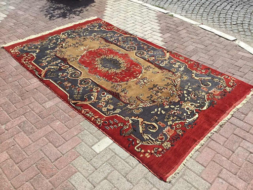 Vintage Hand Knotted 116x66 Area Rug From Anatolian Tribals