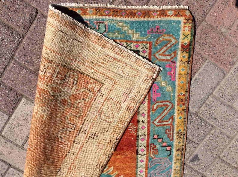 Vintage Hand Knotted Anatolian Wool Rug 366cm x 97cm