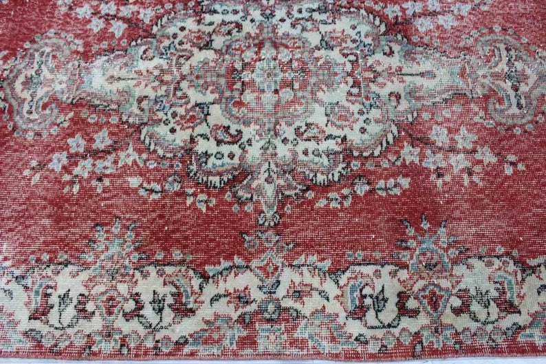 Vintage Hand Knotted Area Rug 211cm x 120cm 1960s