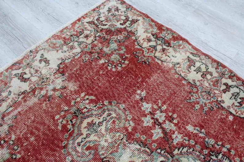 Vintage Hand Knotted Area Rug 211cm x 120cm 1960s