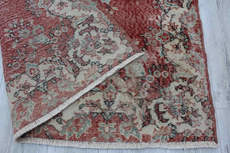 Vintage Hand Knotted Area Rug 211cm x 120cm 1960s