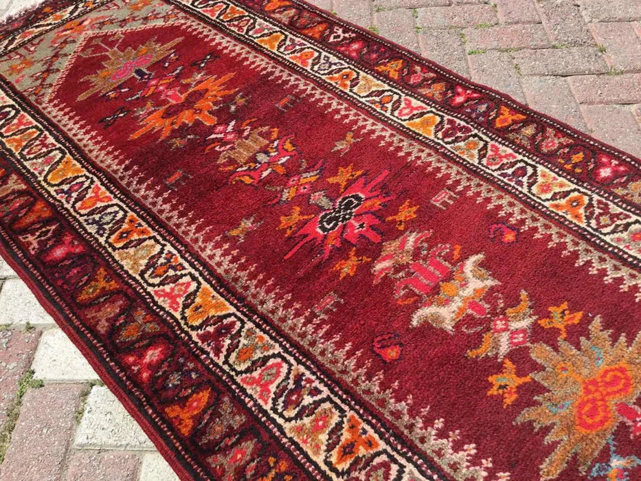Vintage Hand Knotted Area Rug 367 cm x 94 cm