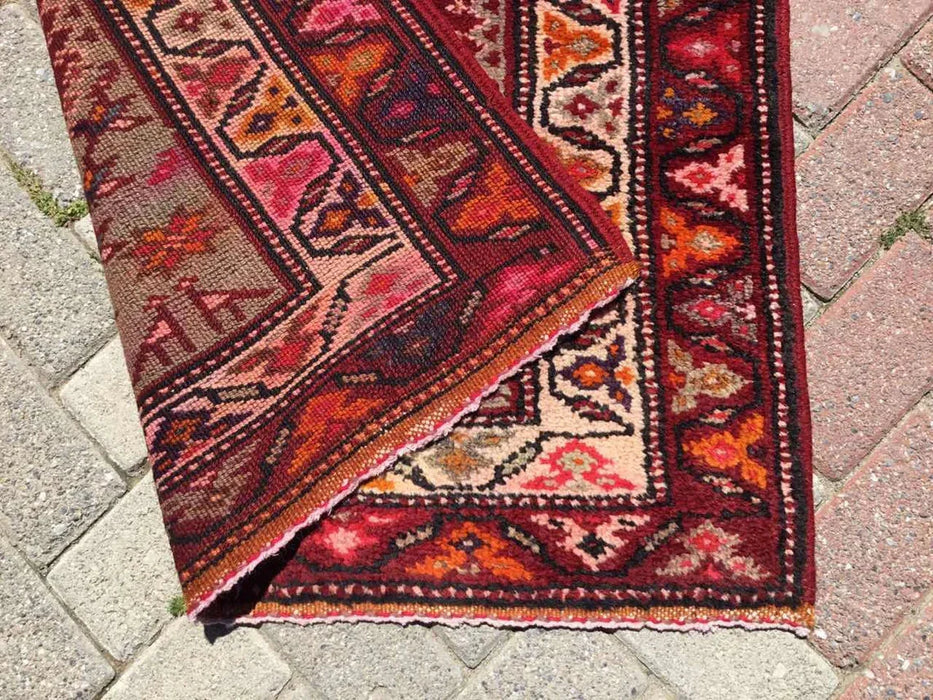 Vintage Hand Knotted Area Rug 367 cm x 94 cm