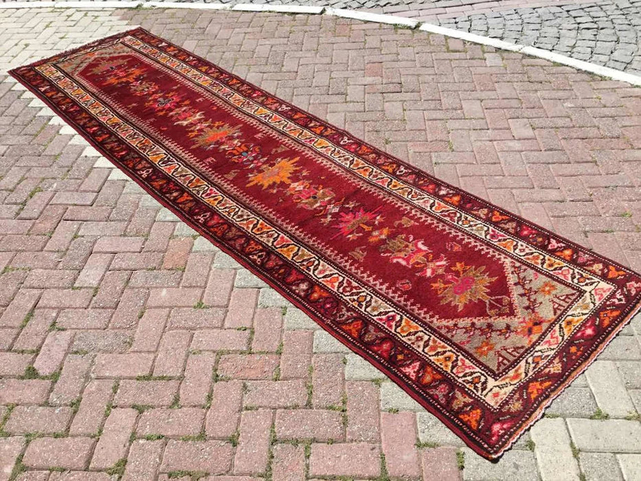Vintage Hand Knotted Area Rug 367 cm x 94 cm