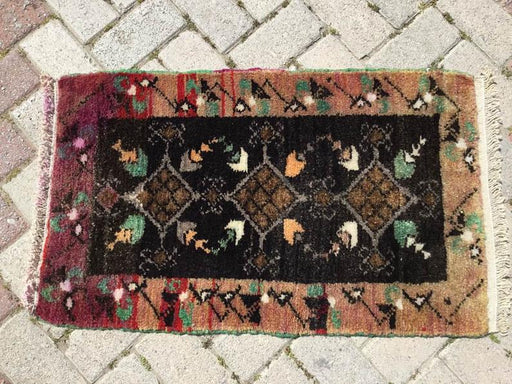 Vintage Hand Knotted Mini Door Mat Rug 85cm x 52cm Turkish