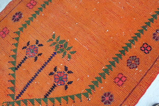 Vintage Hand-Knotted Orange Wool Rug 87cm x 124cm